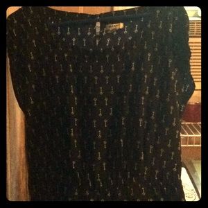 Navy Key Print Dress